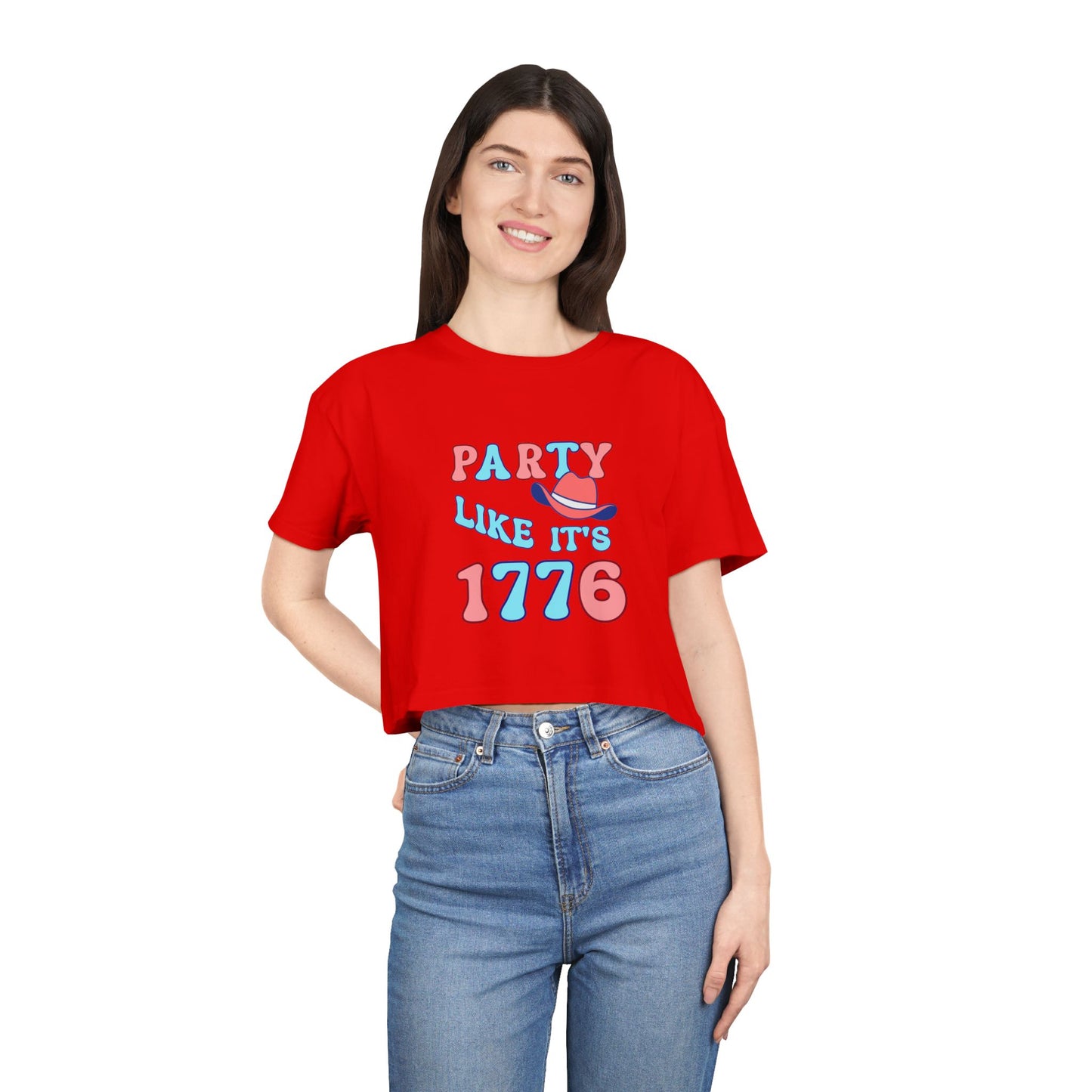 Party Like It's 1776 Crop Tee — Patriotic 4th of July Women's Shirt