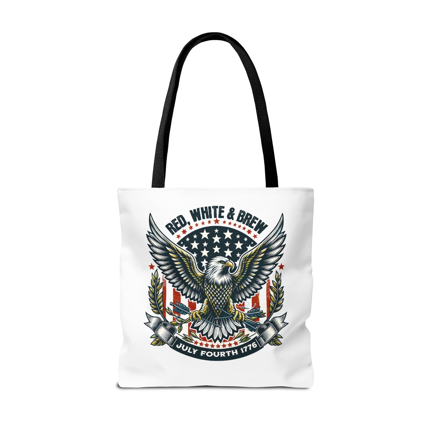 Fourth of July Eagle Tote Bag — "Red, White & Brew" Patriotic Flag Tote