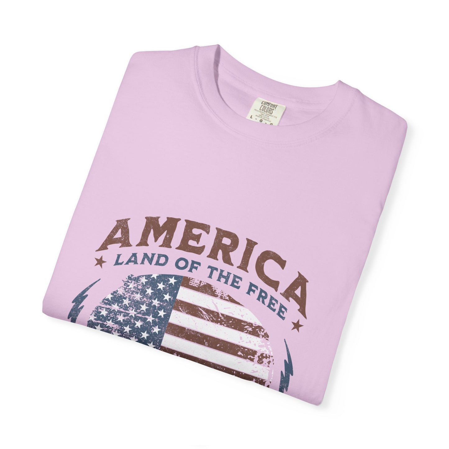 America Flag T-Shirt — "Land of the Free, Home of the Brave" Patriotic Tee