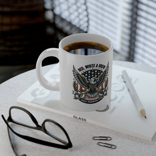20oz Jumbo Mug — Patriotic Eagle American Flag Coffee Cup (Red White & Brew)