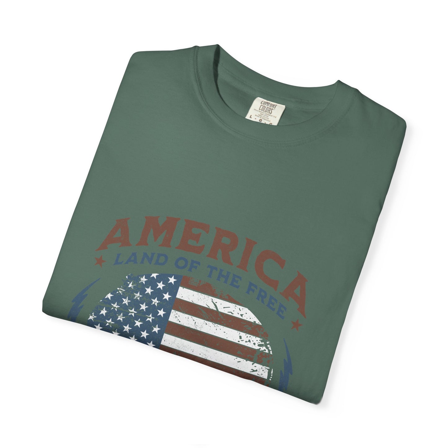 America Flag T-Shirt — "Land of the Free, Home of the Brave" Patriotic Tee