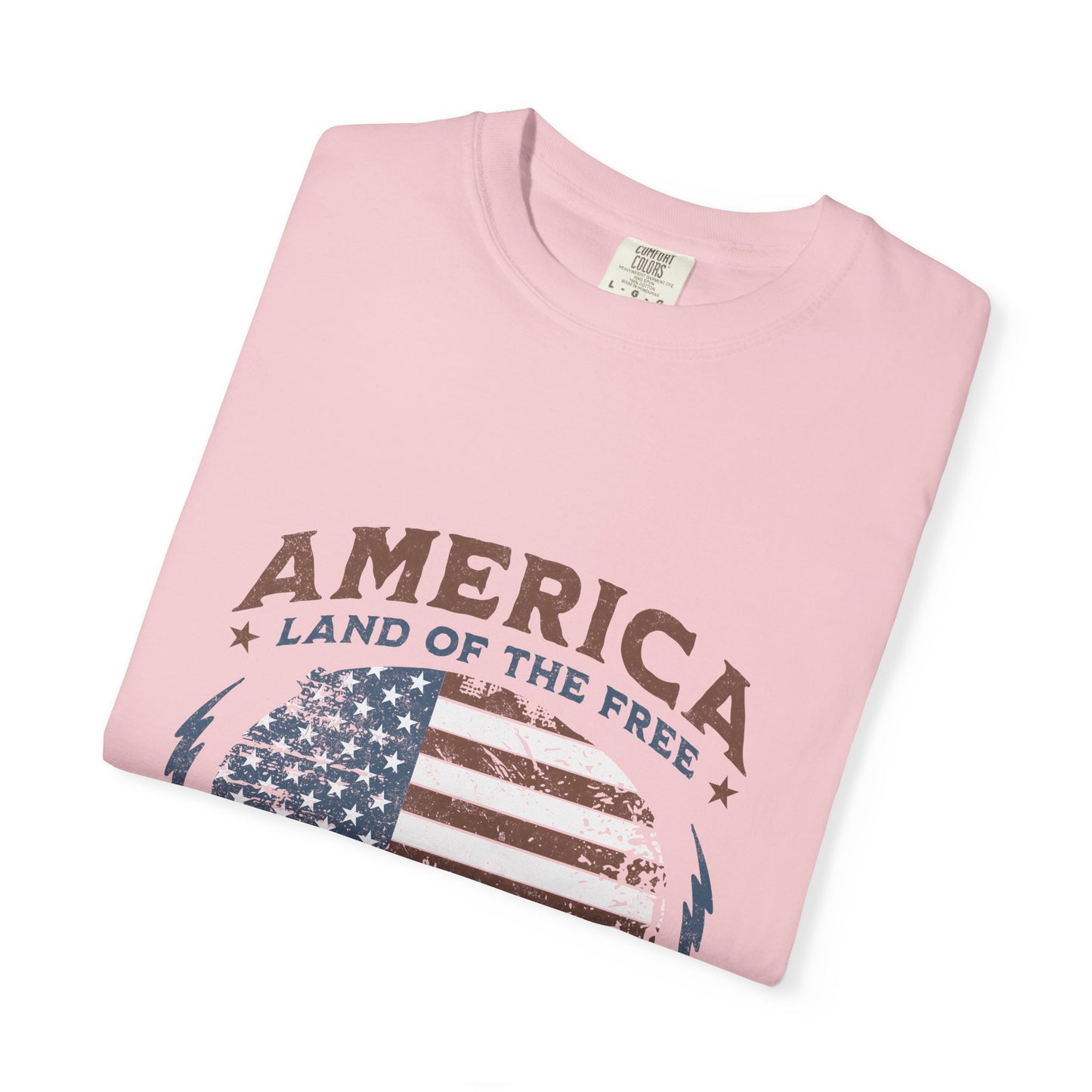 America Flag T-Shirt — "Land of the Free, Home of the Brave" Patriotic Tee