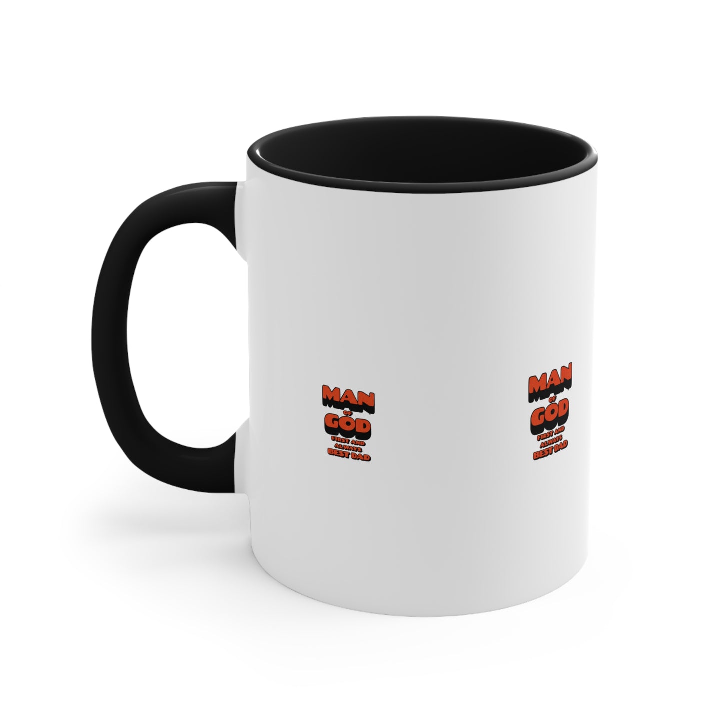 Accent Mug — 'Man of God' Small Text Pink Interior & Handle Coffee Mug