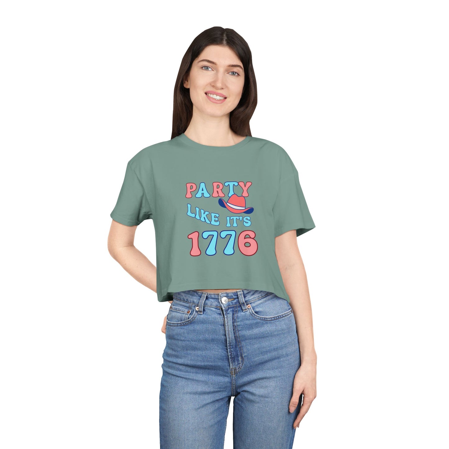 Party Like It's 1776 Crop Tee — Patriotic 4th of July Women's Shirt