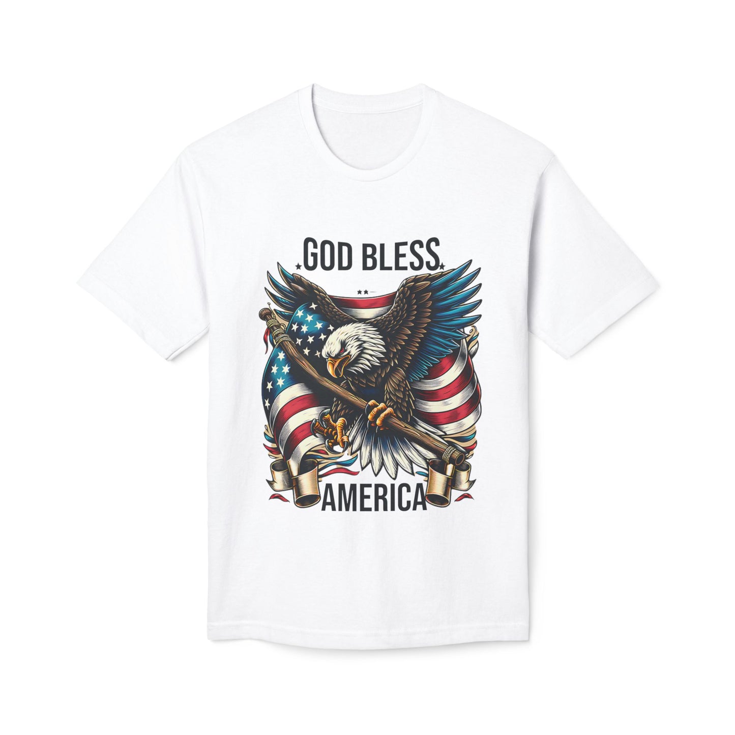 God Bless America T-Shirt — Patriotic Bald Eagle Flag Tee