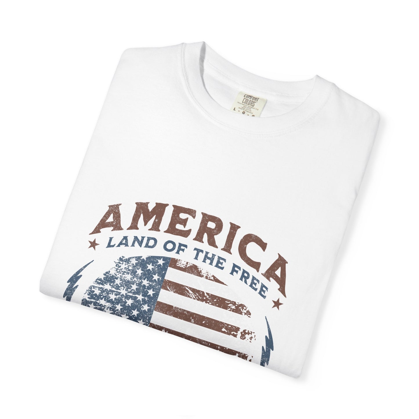 America Flag T-Shirt — "Land of the Free, Home of the Brave" Patriotic Tee