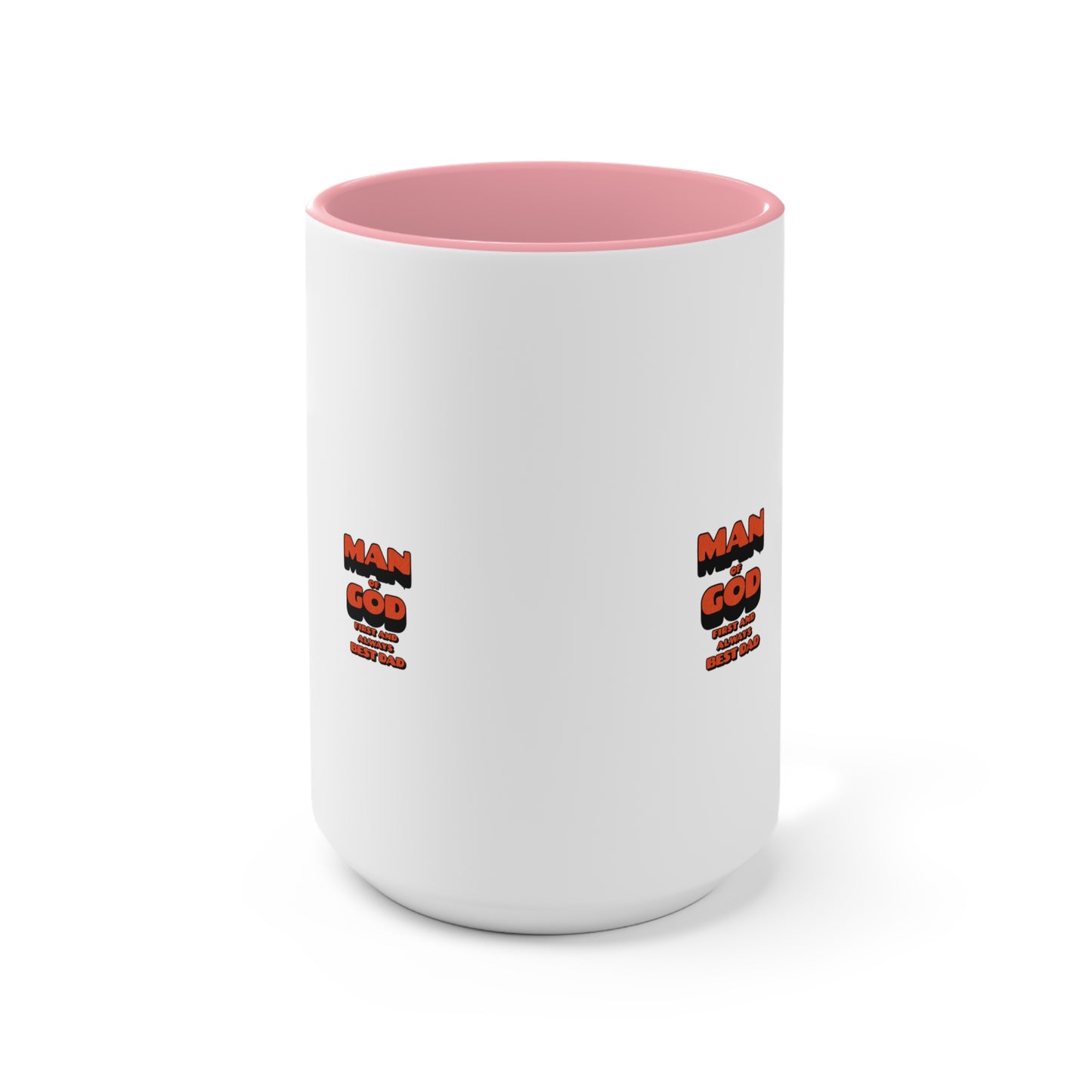 Accent Mug — 'Man of God' Small Text Pink Interior & Handle Coffee Mug
