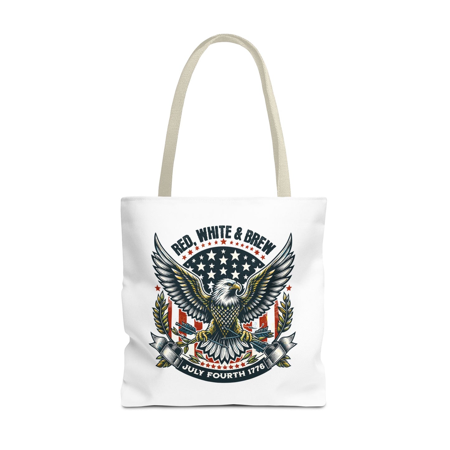 Fourth of July Eagle Tote Bag — "Red, White & Brew" Patriotic Flag Tote