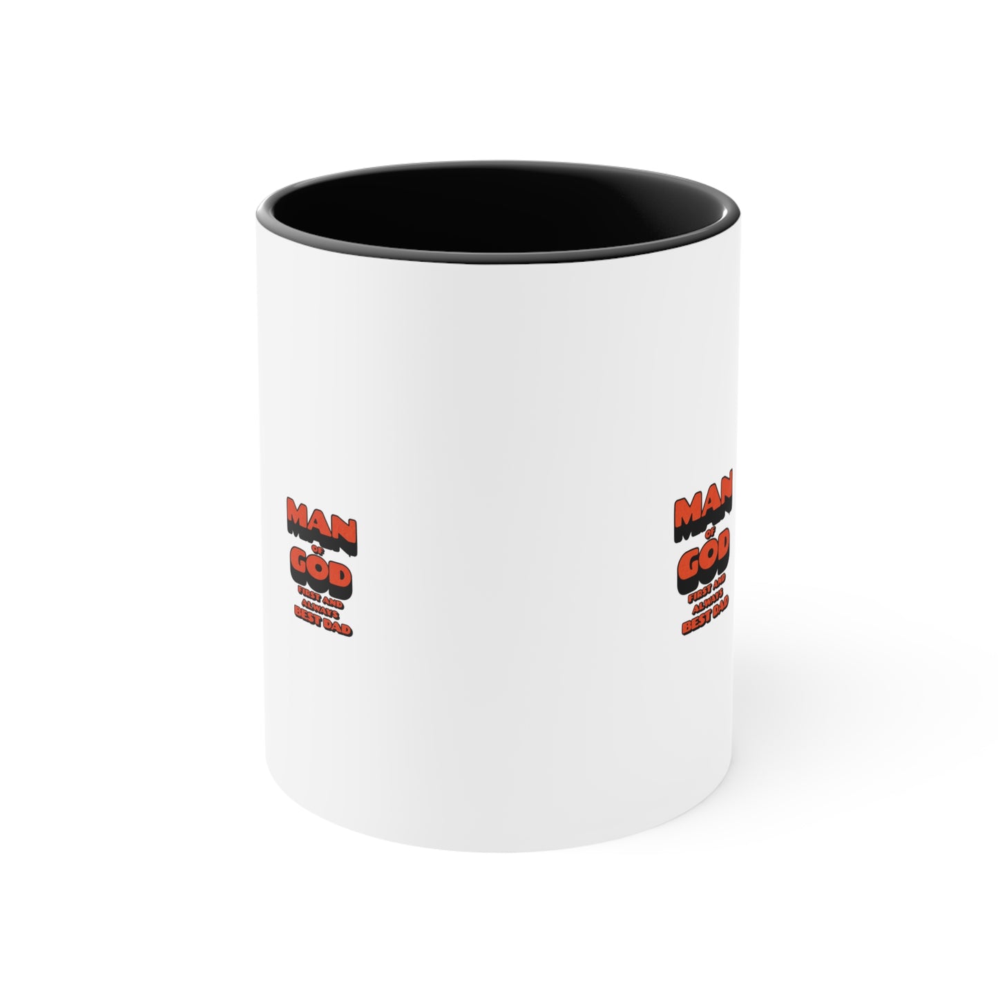 Accent Mug — 'Man of God' Small Text Pink Interior & Handle Coffee Mug