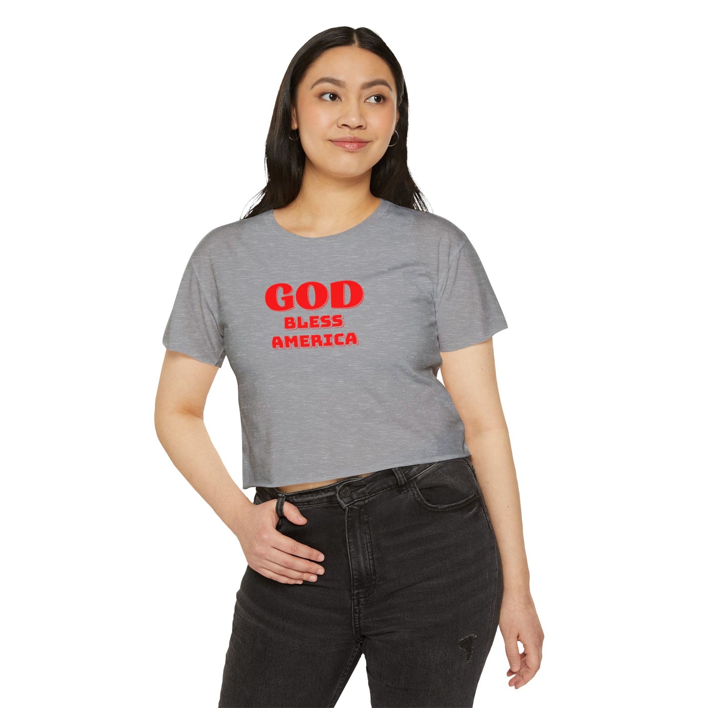 God Bless America Crop Top — Patriotic Women's Festival Tee