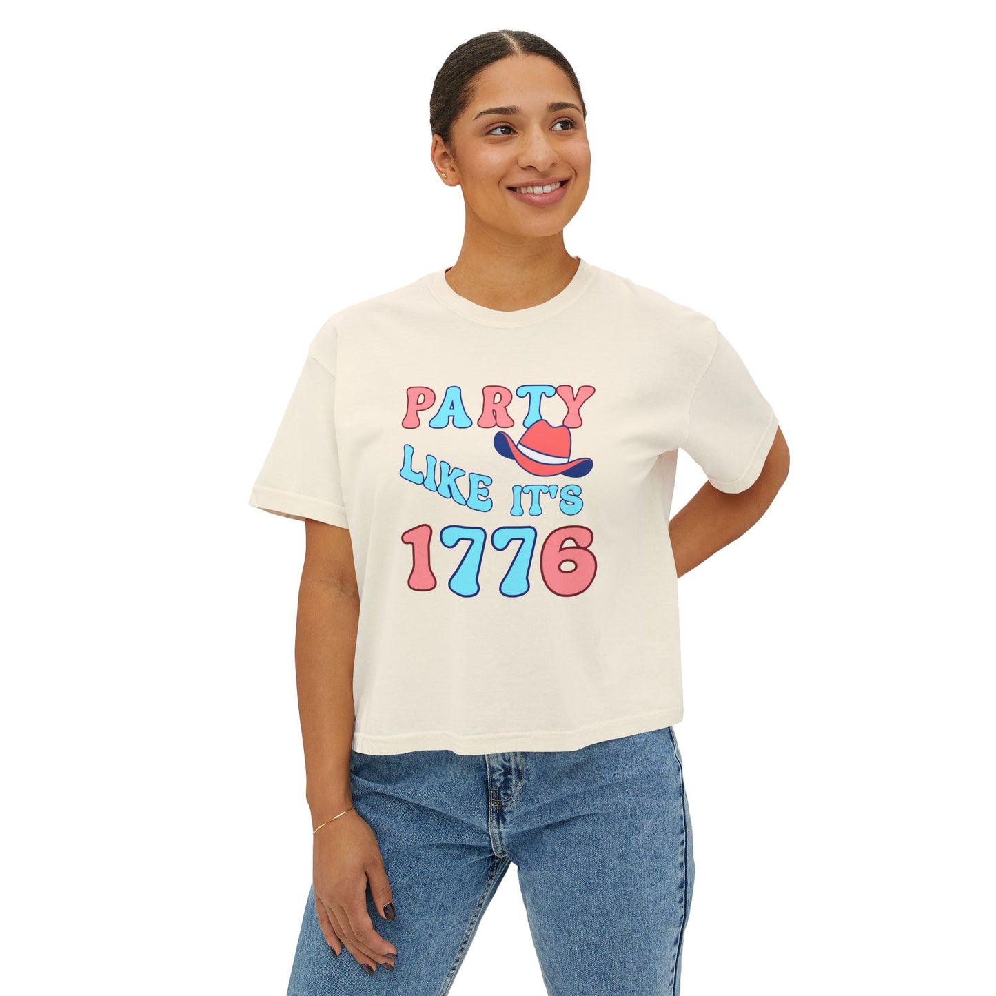 Party Like It's 1776 Women's Boxy Tee – Retro Patriotic 4th of July Shirt