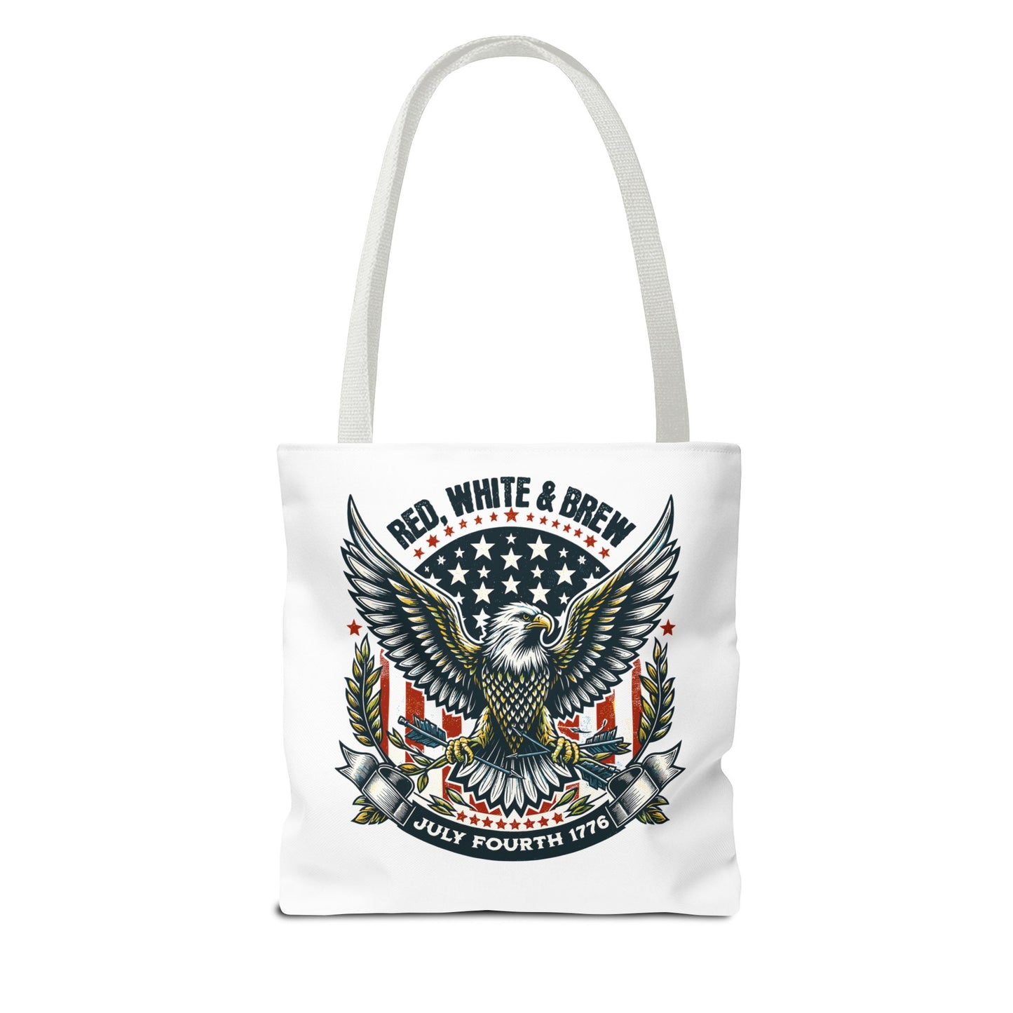 Fourth of July Eagle Tote Bag — "Red, White & Brew" Patriotic Flag Tote