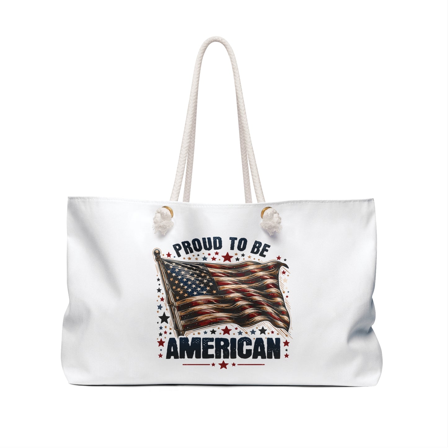 Proud to Be American Weekender Bag — Patriotic Flag Travel Tote for 4th of July & Veterans