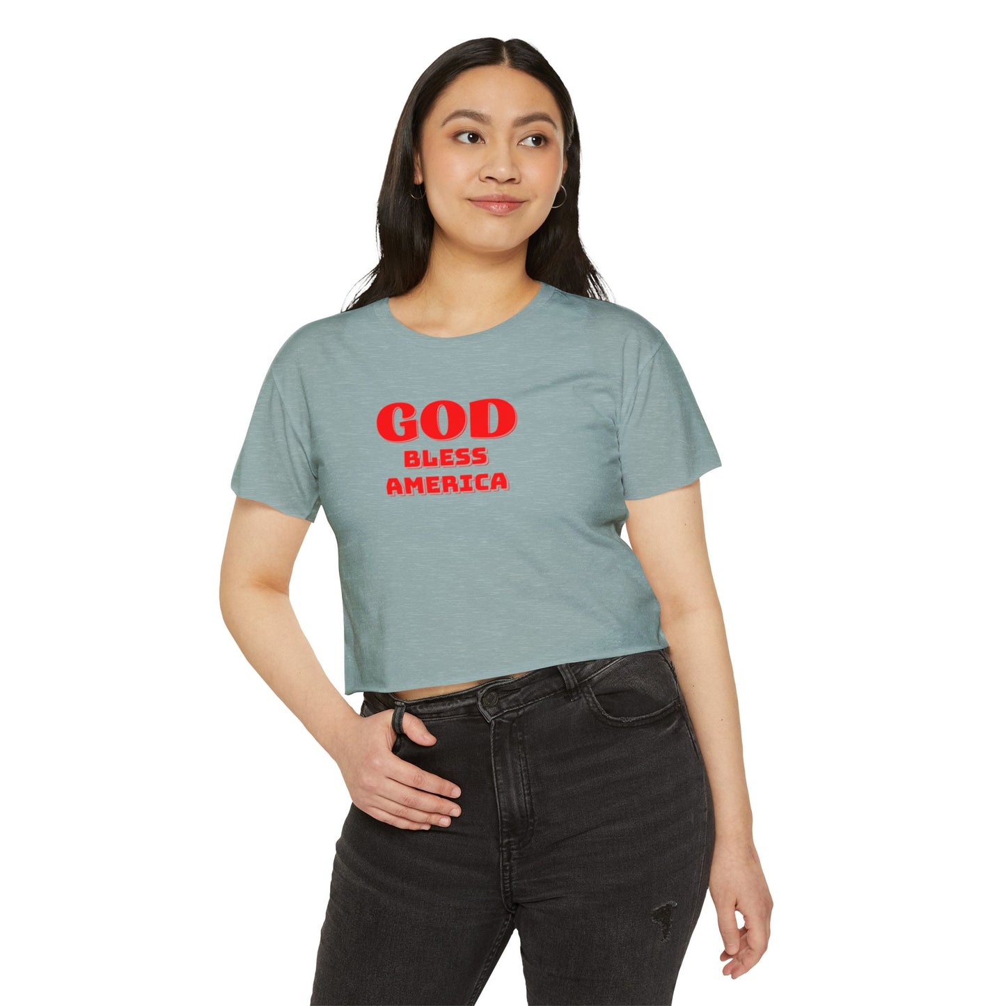 God Bless America Crop Top — Patriotic Women's Festival Tee
