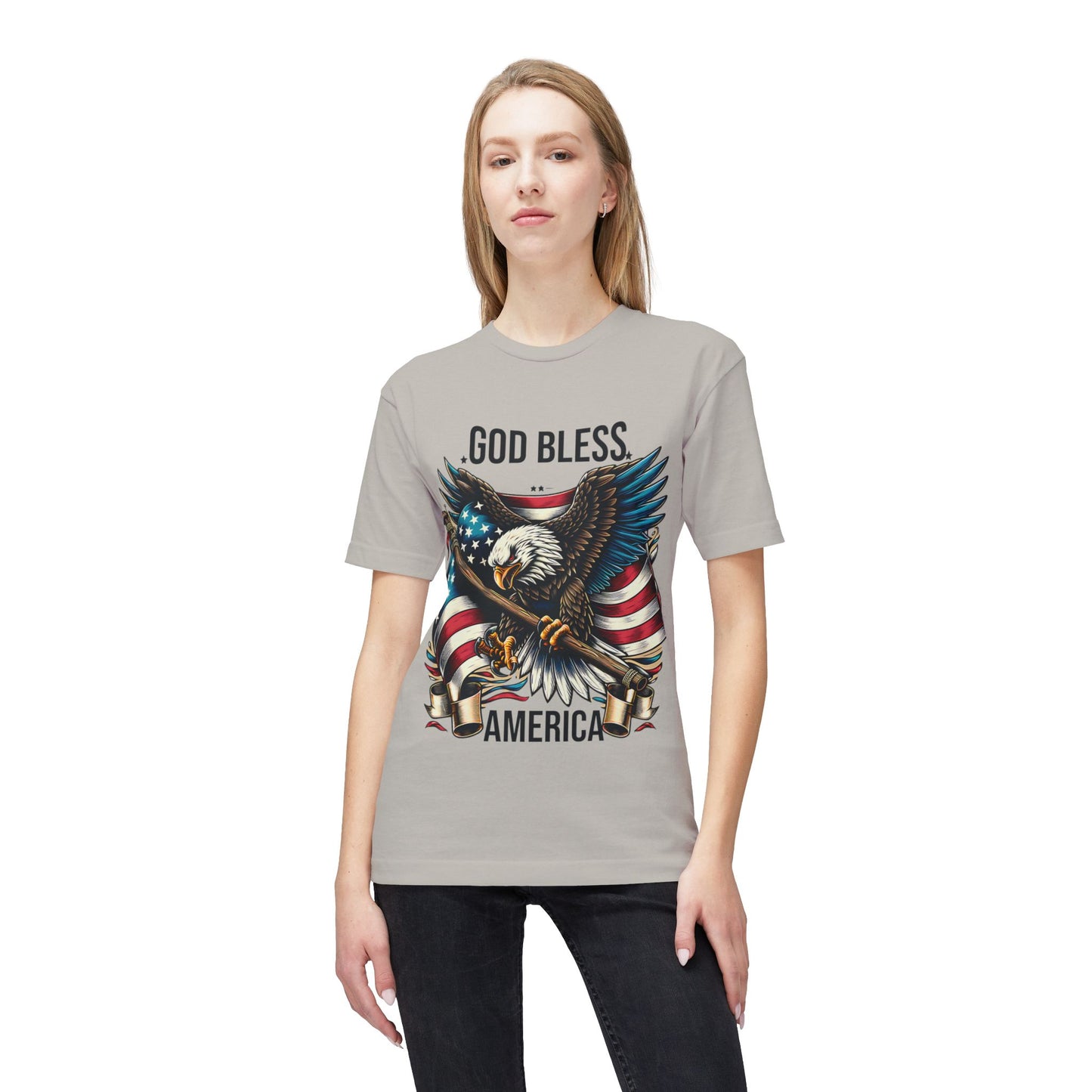 God Bless America T-Shirt — Patriotic Bald Eagle Flag Tee