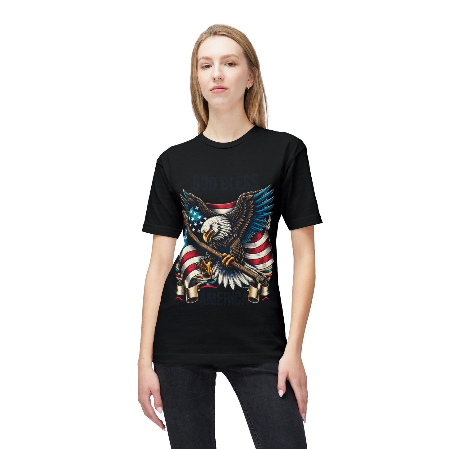 God Bless America T-Shirt — Patriotic Bald Eagle Flag Tee