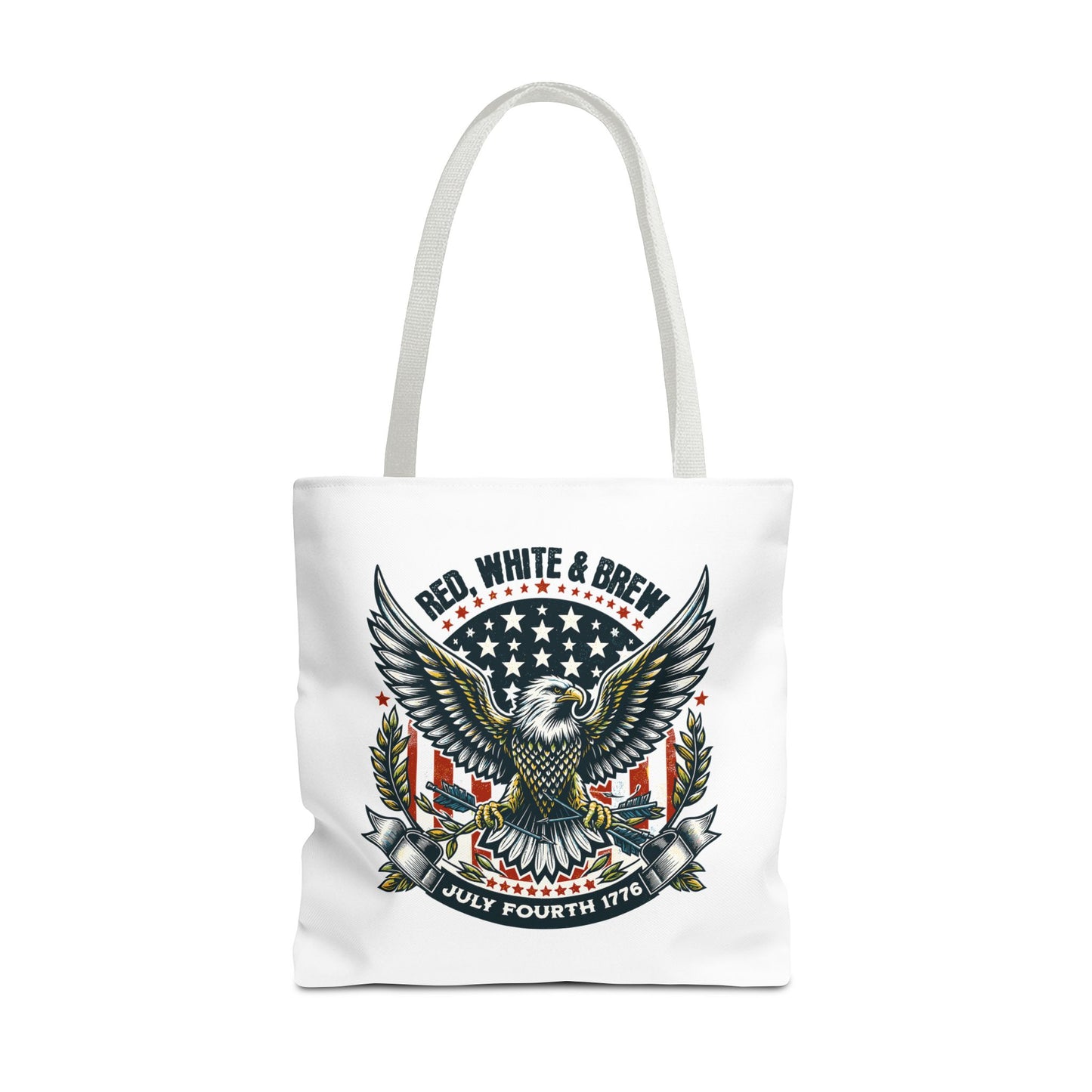 Fourth of July Eagle Tote Bag — "Red, White & Brew" Patriotic Flag Tote