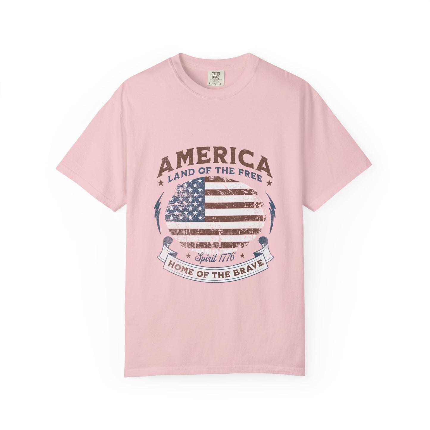 America Flag T-Shirt — "Land of the Free, Home of the Brave" Patriotic Tee