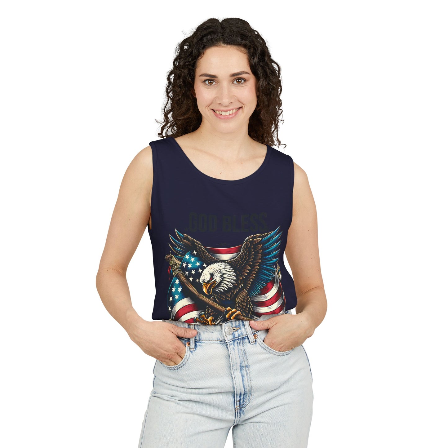 God Bless America Eagle Tank Top — Patriotic American Flag Graphic Tank