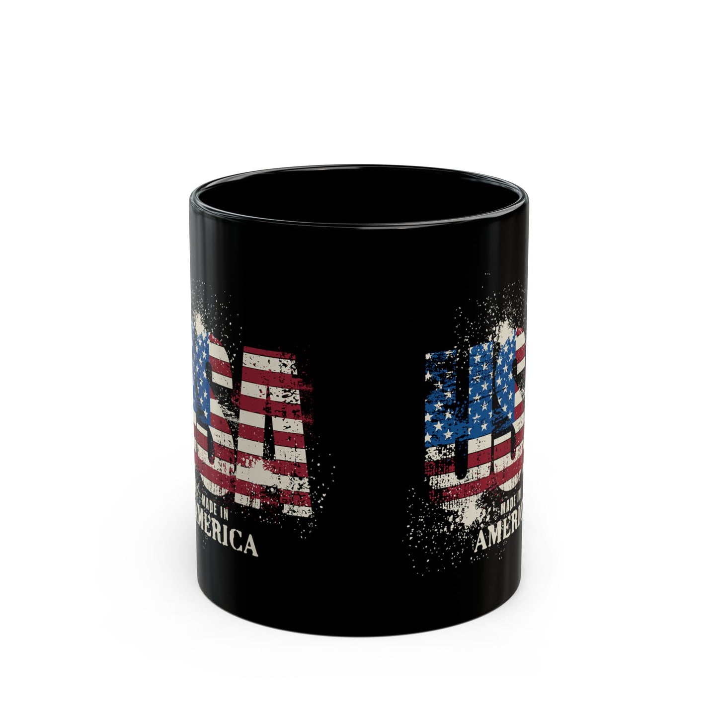 Made in America Flag Mug — Patriotic Black Coffee Cup (11oz/15oz)