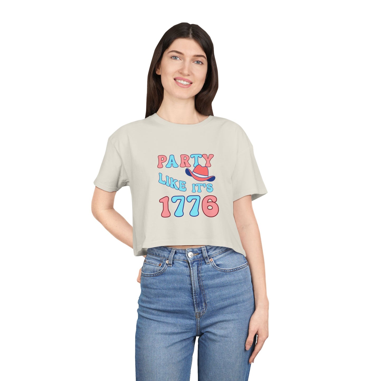 Party Like It's 1776 Crop Tee — Patriotic 4th of July Women's Shirt