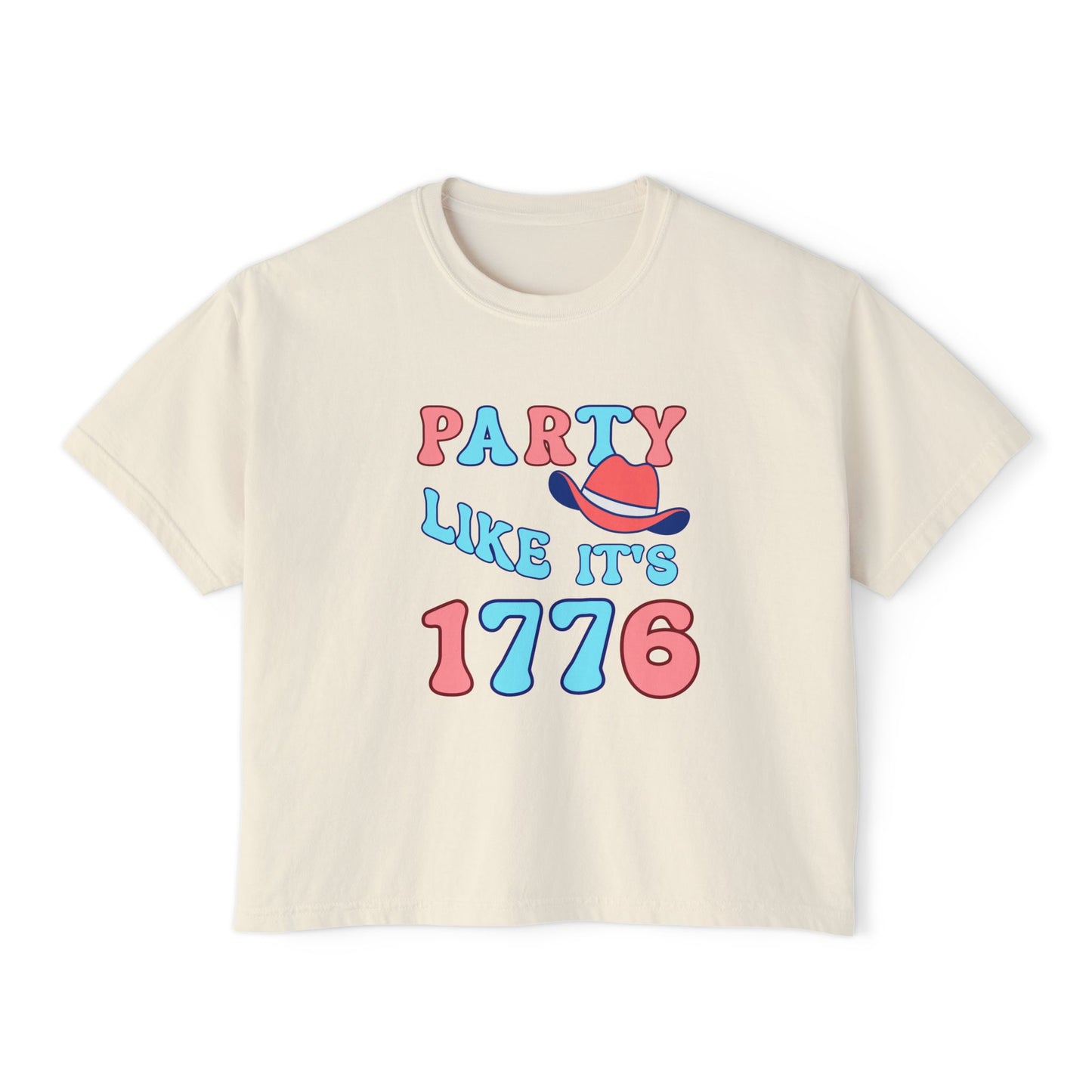 Party Like It's 1776 Women's Boxy Tee – Retro Patriotic 4th of July Shirt