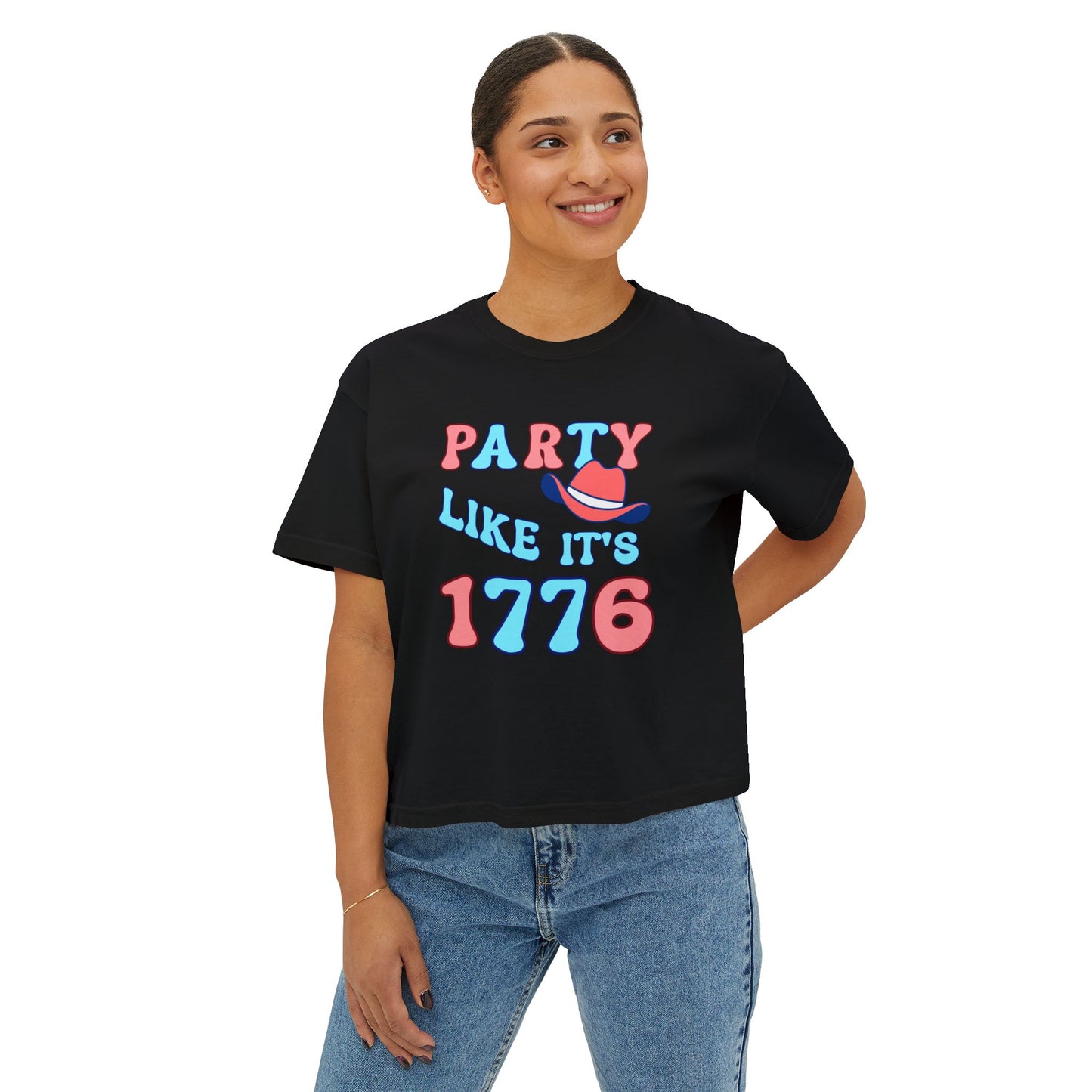 Party Like It's 1776 Women's Boxy Tee – Retro Patriotic 4th of July Shirt