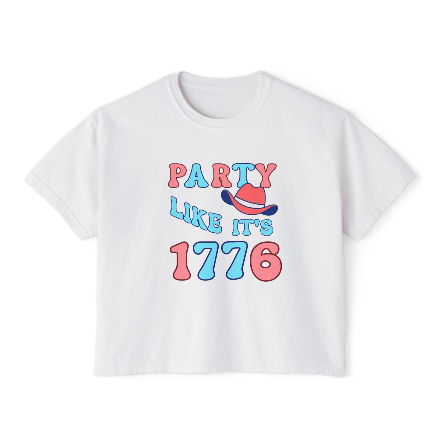 Party Like It's 1776 Women's Boxy Tee – Retro Patriotic 4th of July Shirt