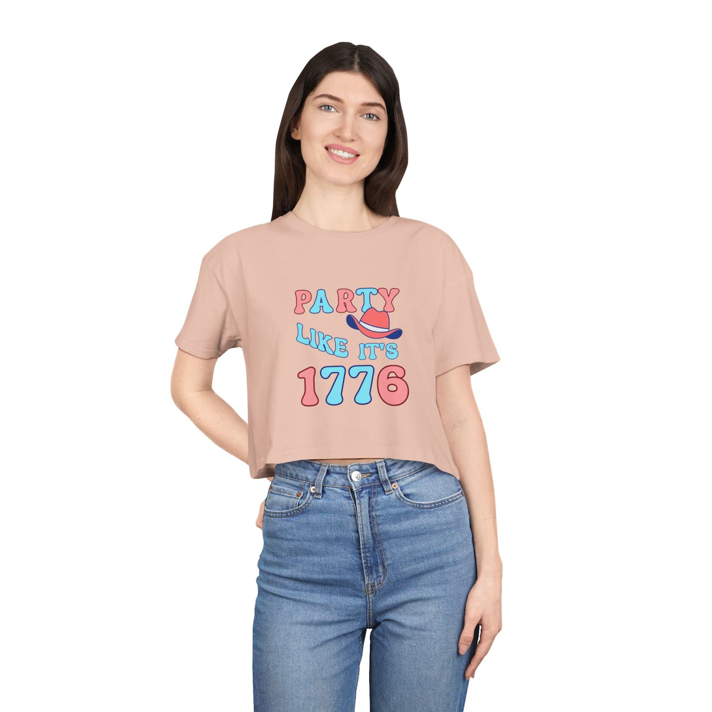 Party Like It's 1776 Crop Tee — Patriotic 4th of July Women's Shirt
