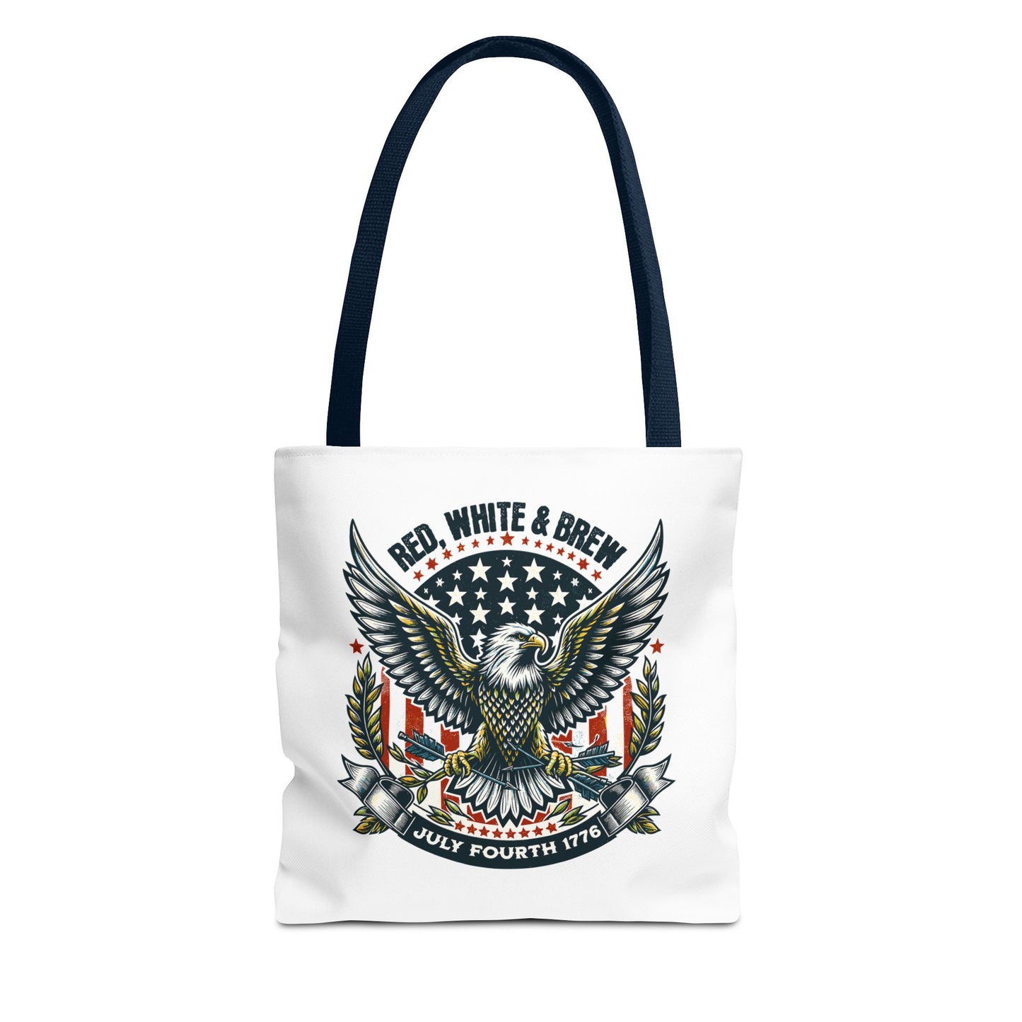 Fourth of July Eagle Tote Bag — "Red, White & Brew" Patriotic Flag Tote