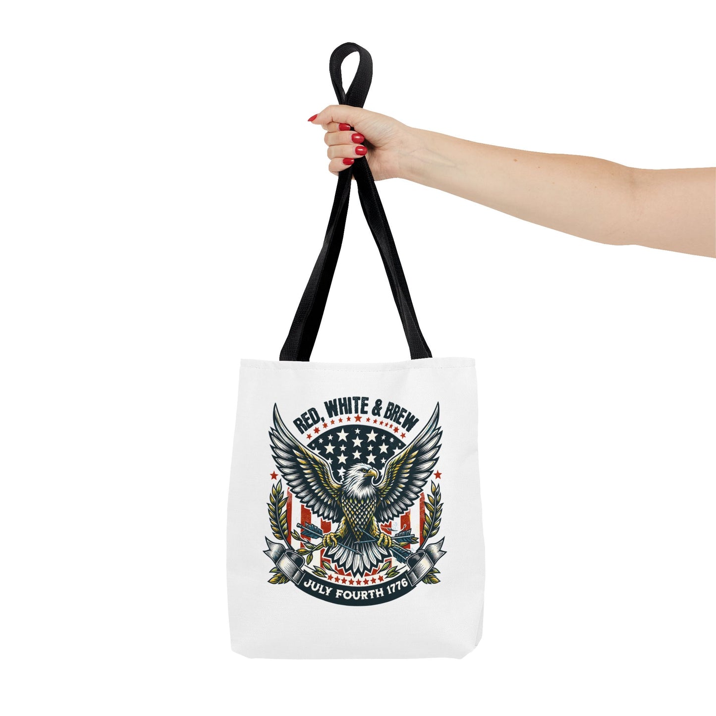 Fourth of July Eagle Tote Bag — "Red, White & Brew" Patriotic Flag Tote