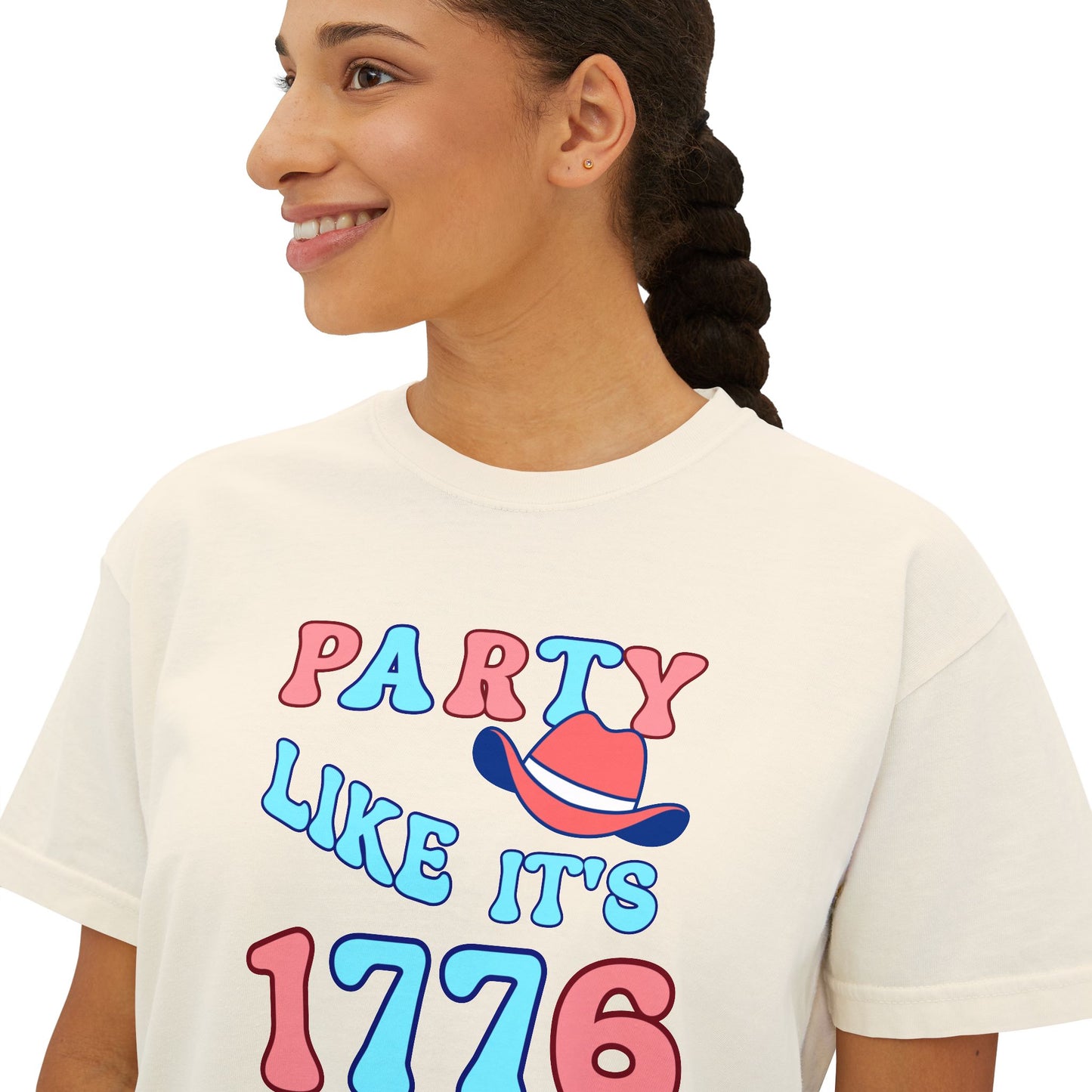 Party Like It's 1776 Women's Boxy Tee – Retro Patriotic 4th of July Shirt