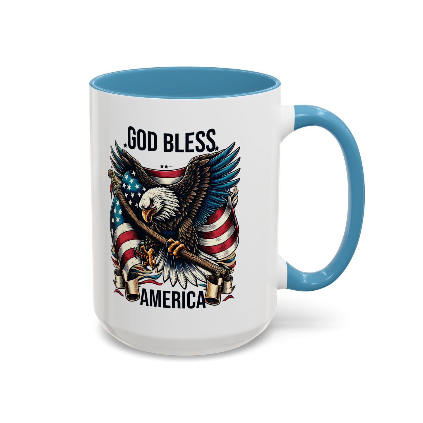 God Bless America Eagle Coffee Mug – Patriotic 11/15oz Accent Mug
