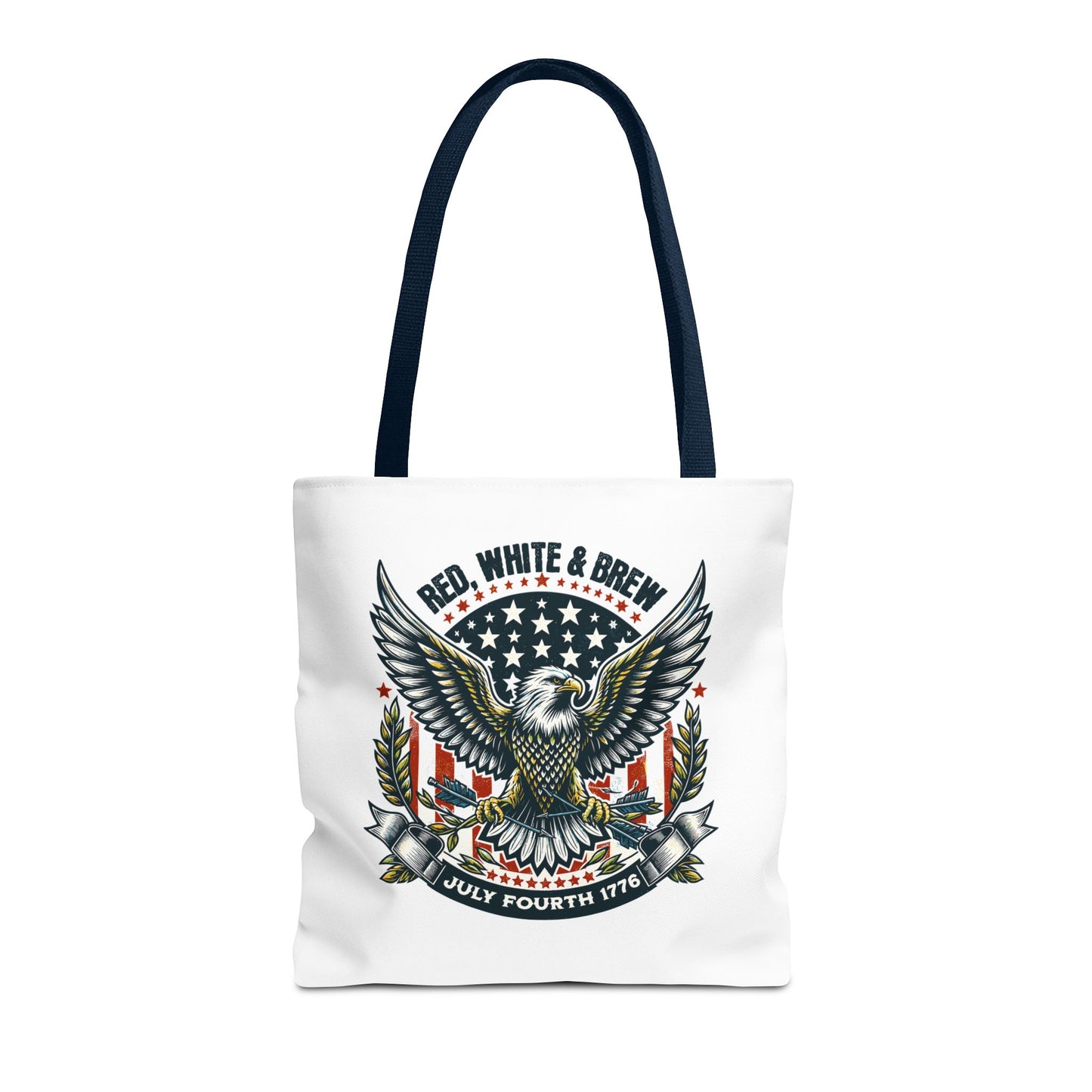 Fourth of July Eagle Tote Bag — "Red, White & Brew" Patriotic Flag Tote