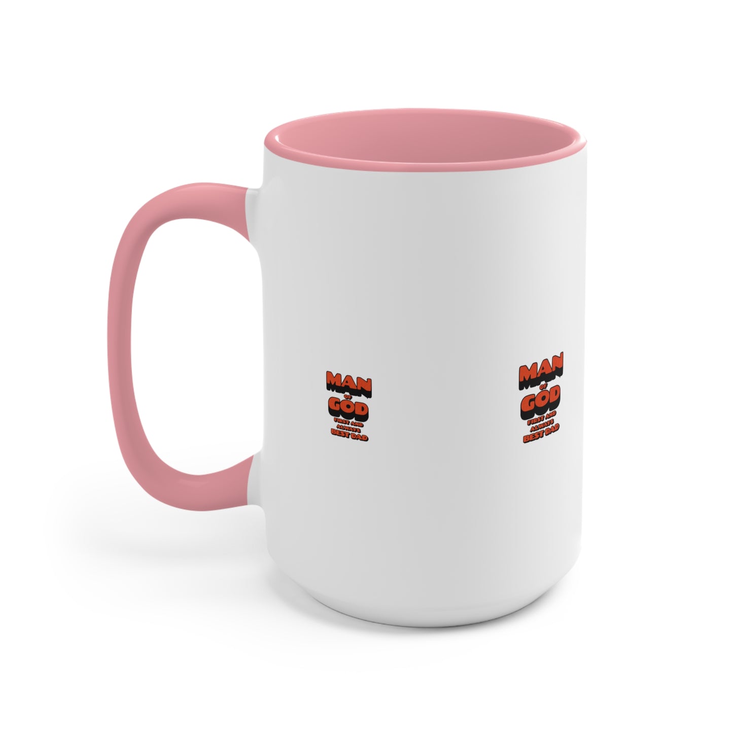 Accent Mug — 'Man of God' Small Text Pink Interior & Handle Coffee Mug