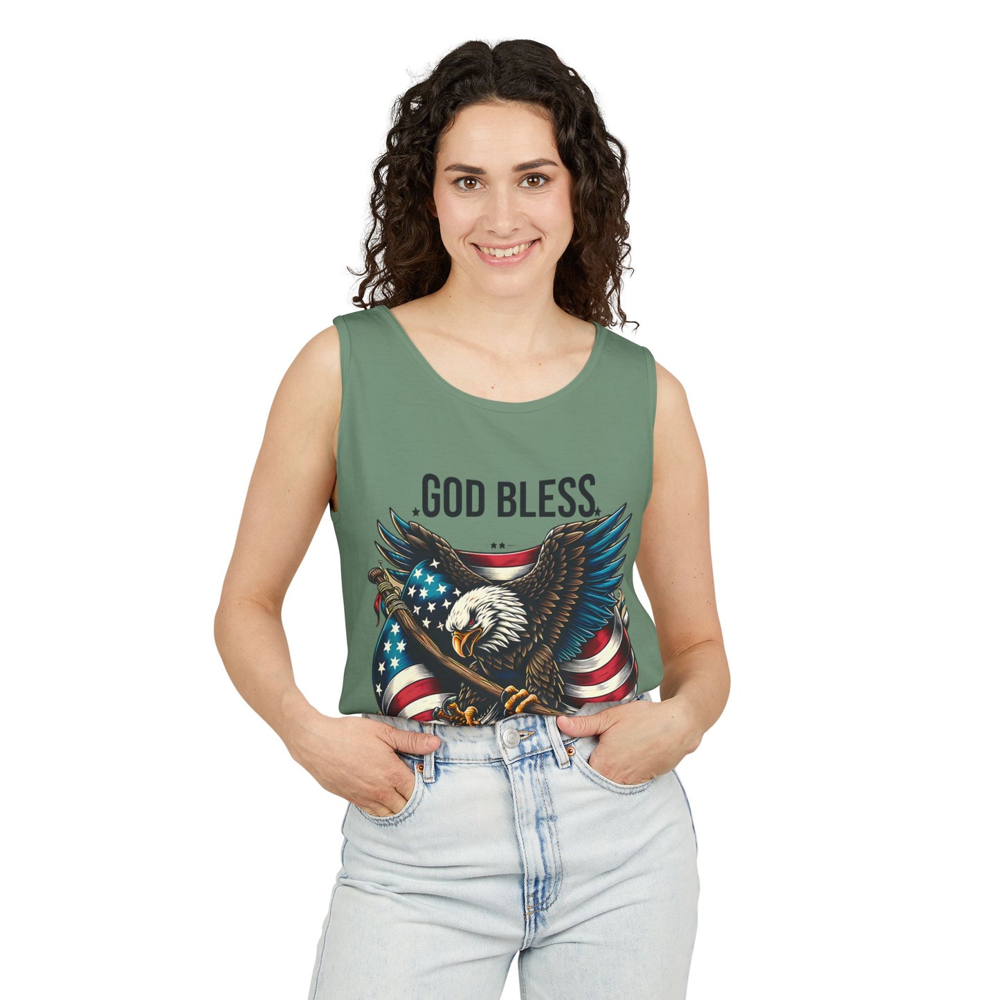 God Bless America Eagle Tank Top — Patriotic American Flag Graphic Tank