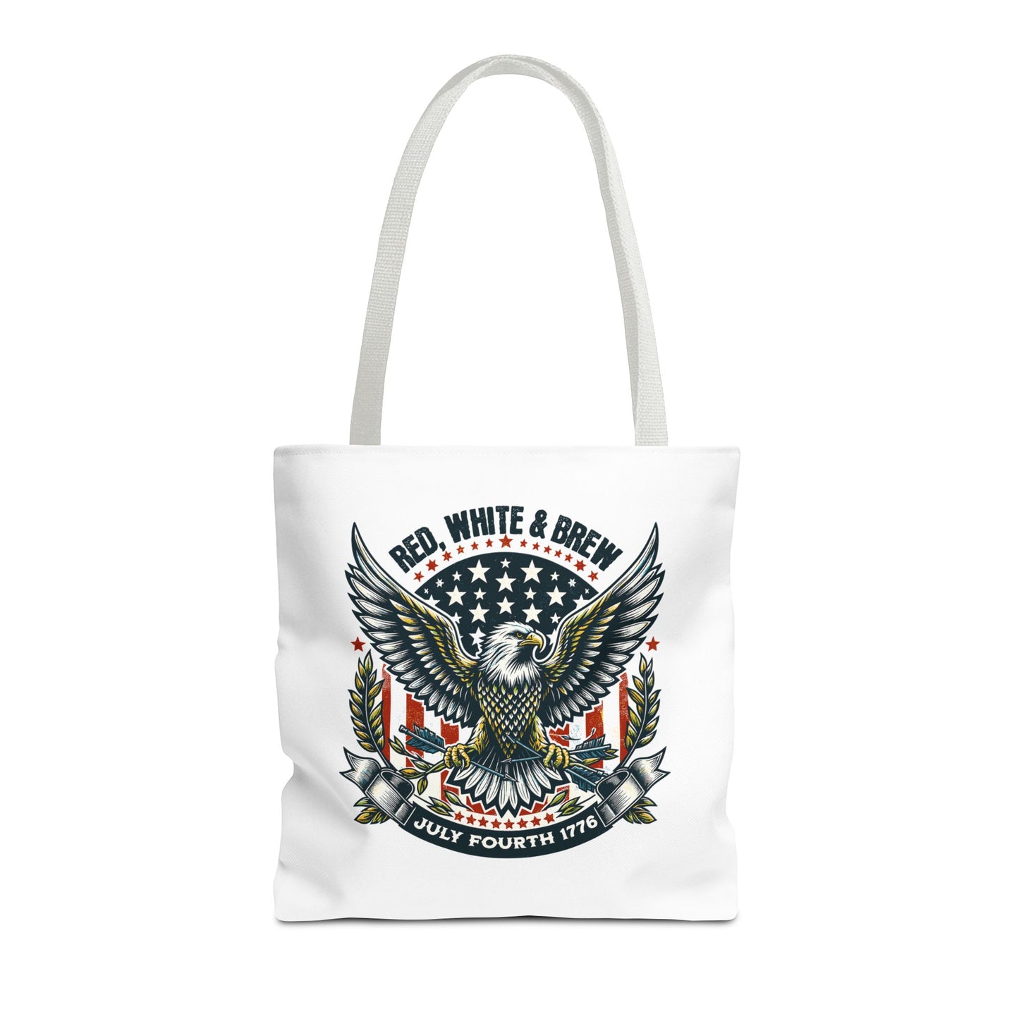 Fourth of July Eagle Tote Bag — "Red, White & Brew" Patriotic Flag Tote