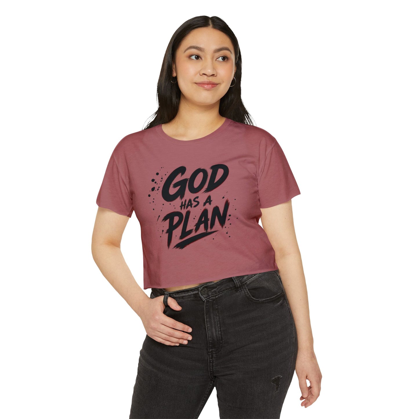 God Has a Plan Crop Top — Women's Faith Graphic Festival Tee