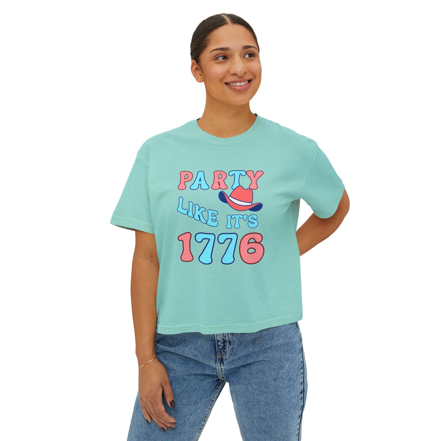 Party Like It's 1776 Women's Boxy Tee – Retro Patriotic 4th of July Shirt