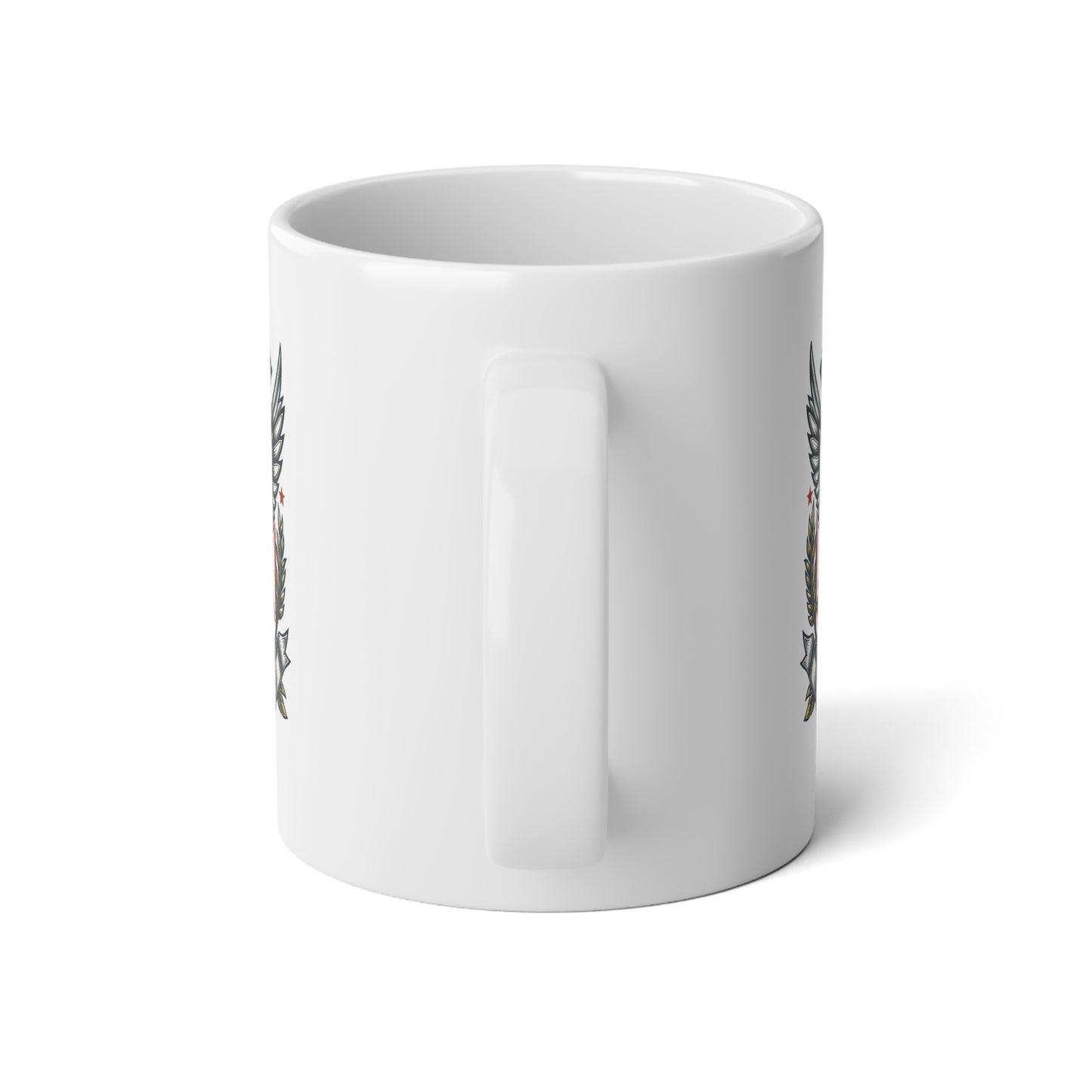 20oz Jumbo Mug — Patriotic Eagle American Flag Coffee Cup (Red White & Brew)