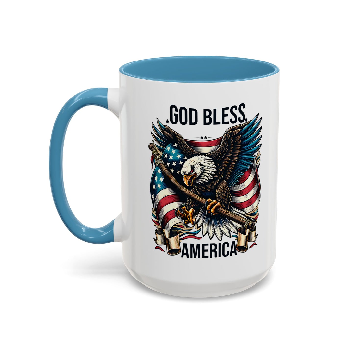 God Bless America Eagle Coffee Mug – Patriotic 11/15oz Accent Mug