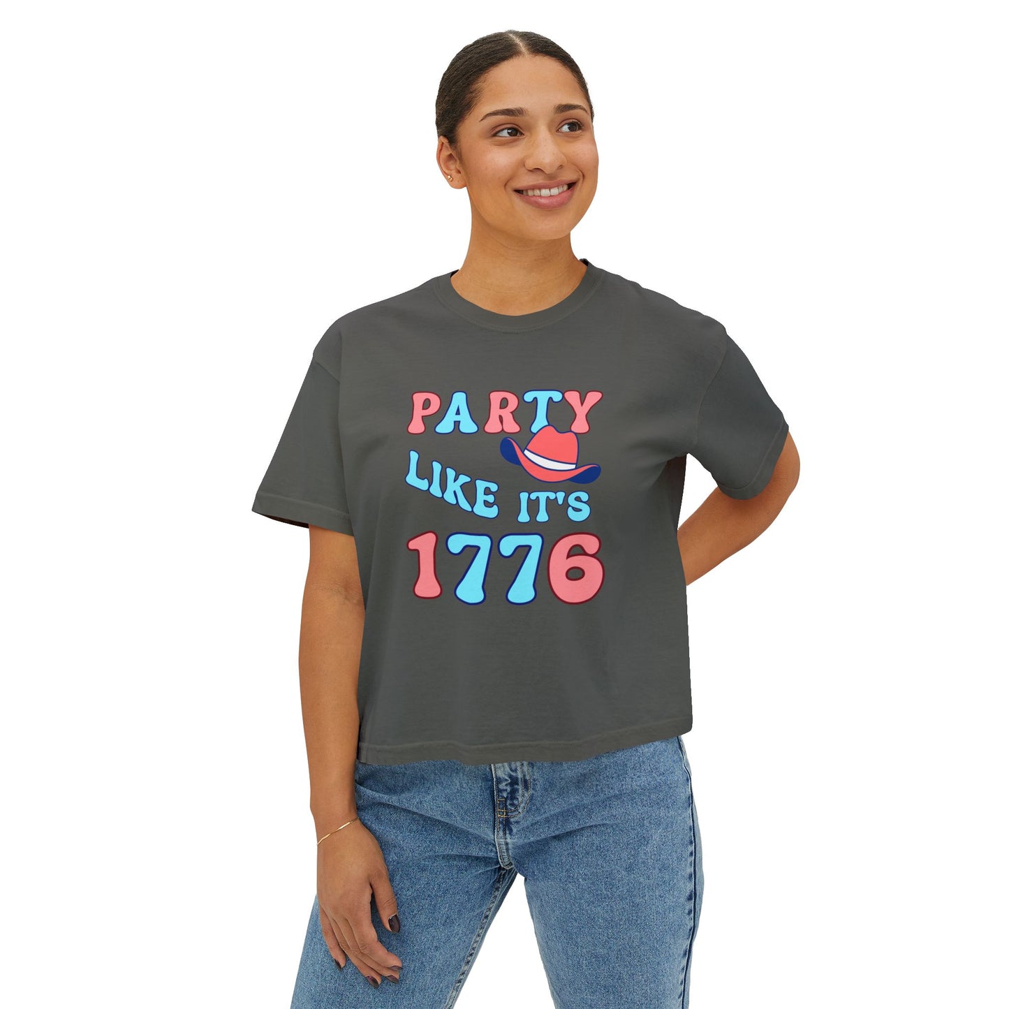 Party Like It's 1776 Women's Boxy Tee – Retro Patriotic 4th of July Shirt