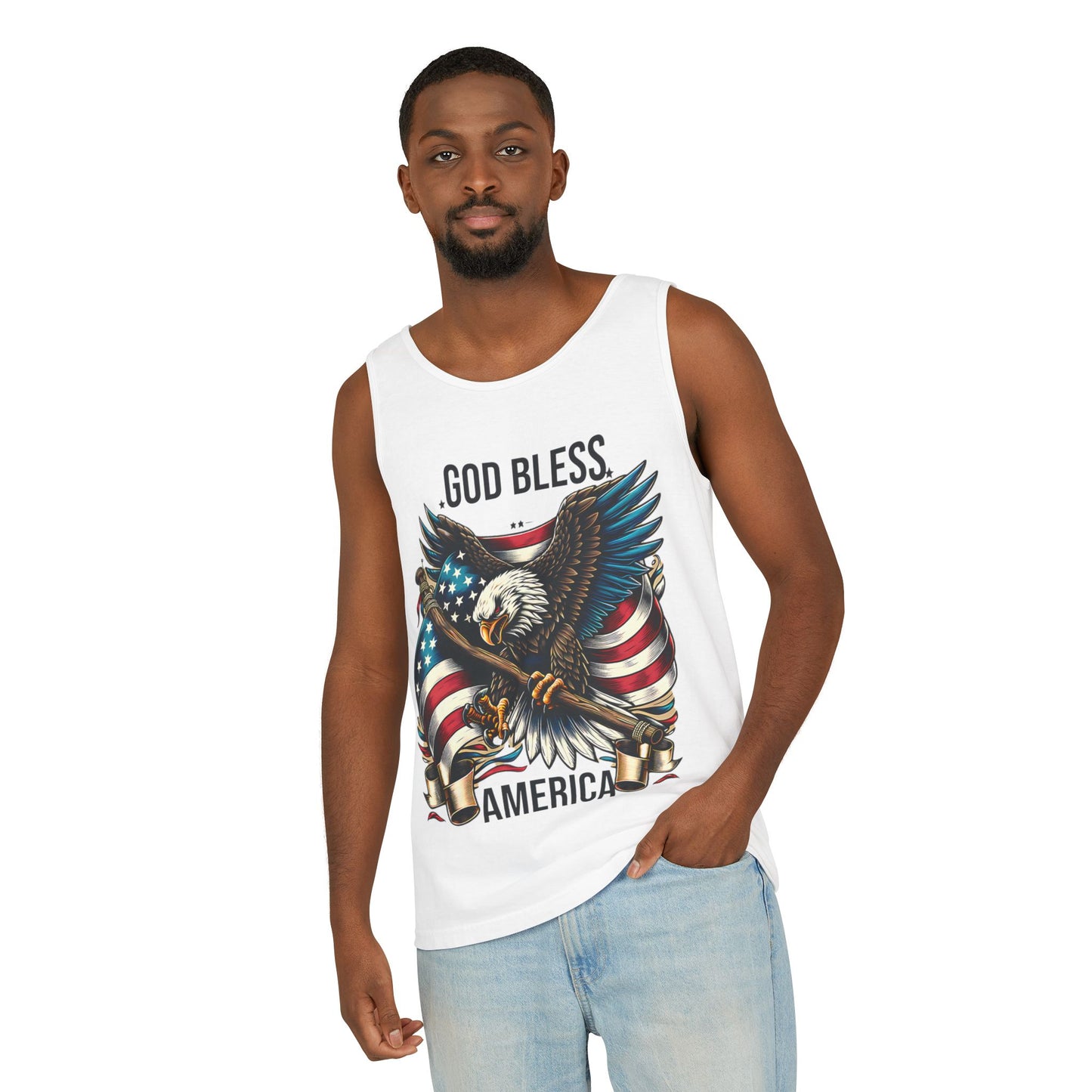 God Bless America Eagle Tank Top — Patriotic American Flag Graphic Tank