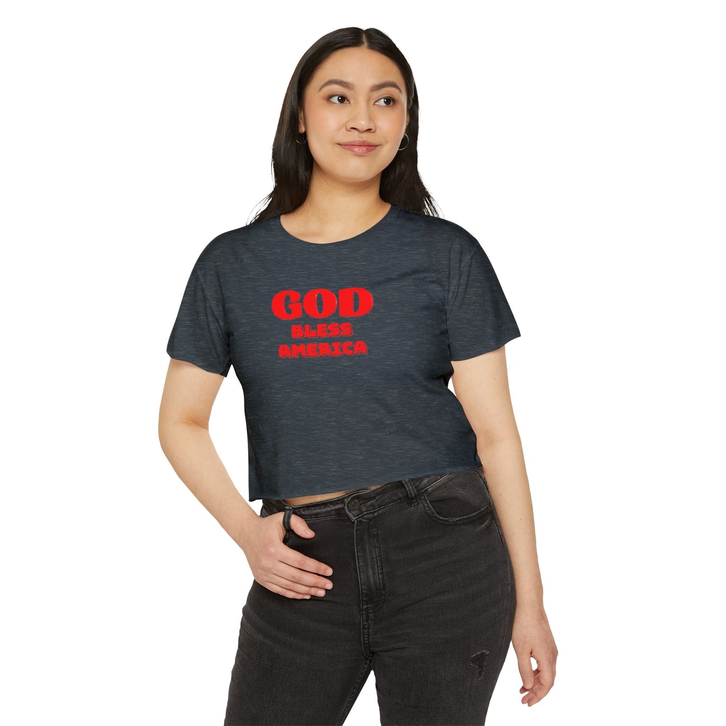 God Bless America Crop Top — Patriotic Women's Festival Tee