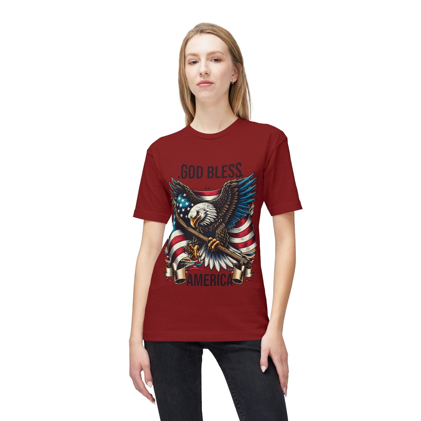 God Bless America T-Shirt — Patriotic Bald Eagle Flag Tee
