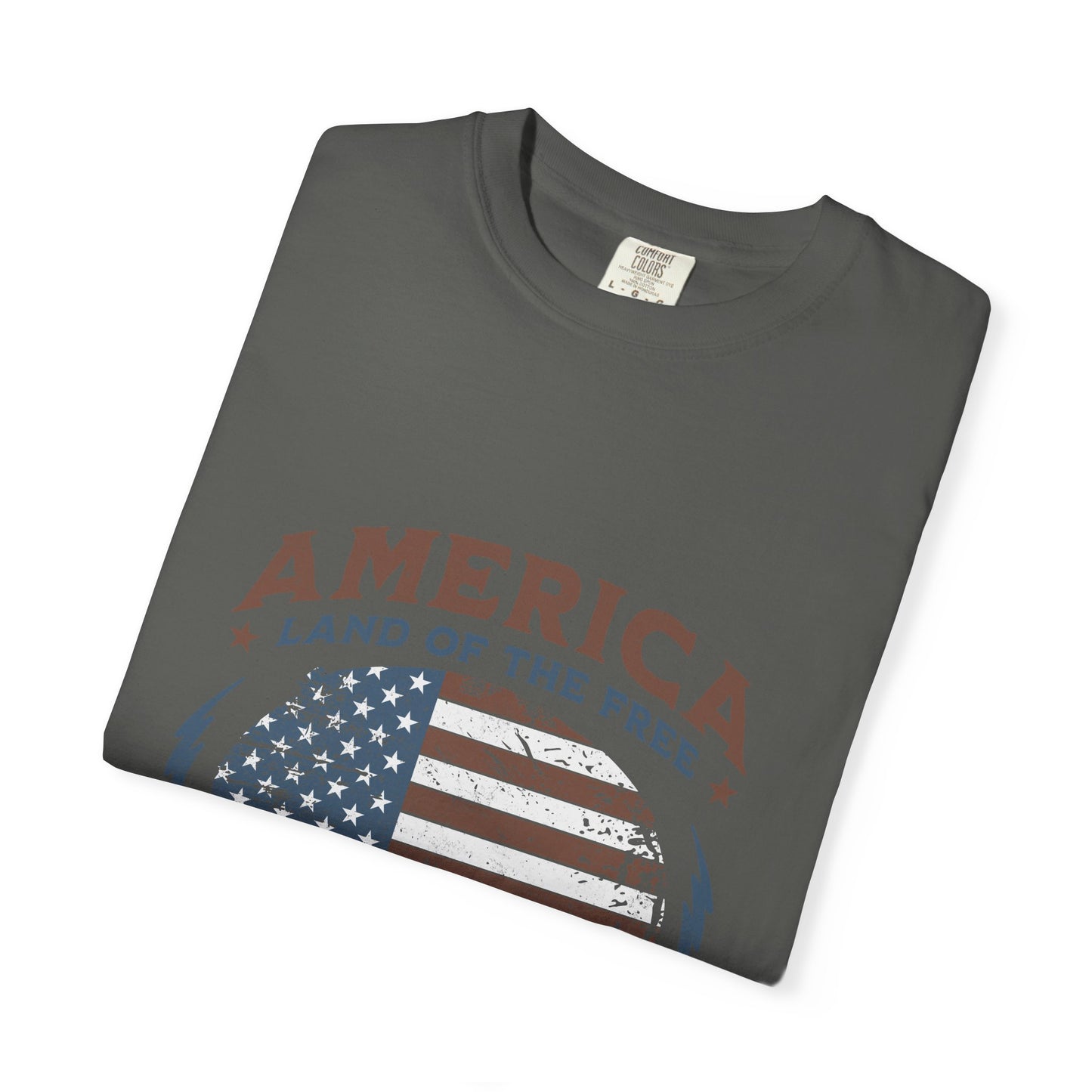 America Flag T-Shirt — "Land of the Free, Home of the Brave" Patriotic Tee