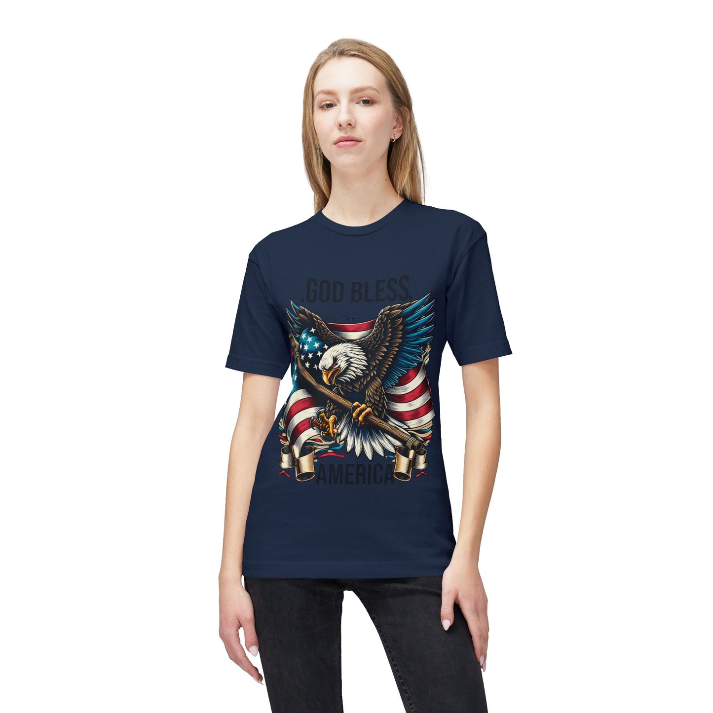 God Bless America T-Shirt — Patriotic Bald Eagle Flag Tee