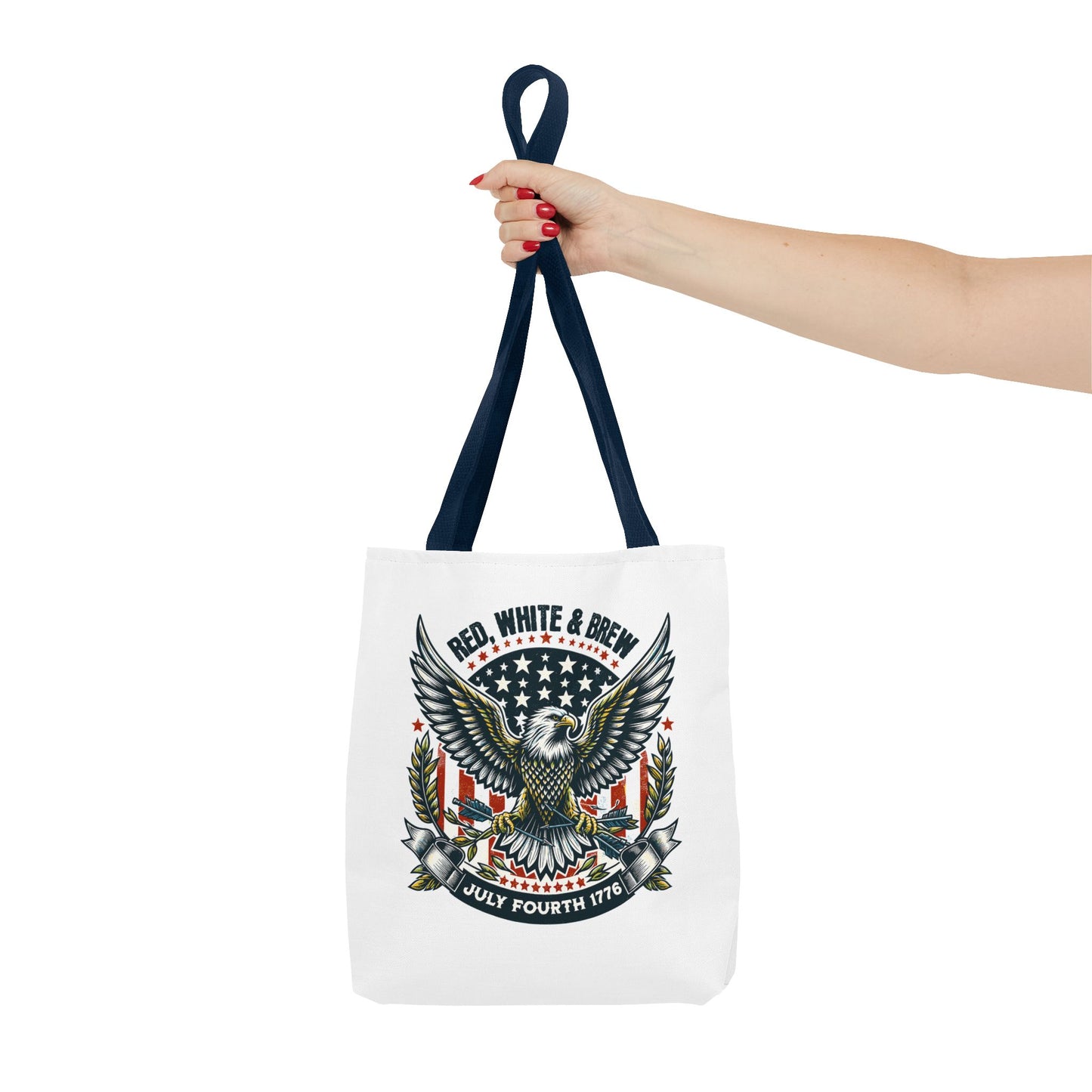 Fourth of July Eagle Tote Bag — "Red, White & Brew" Patriotic Flag Tote