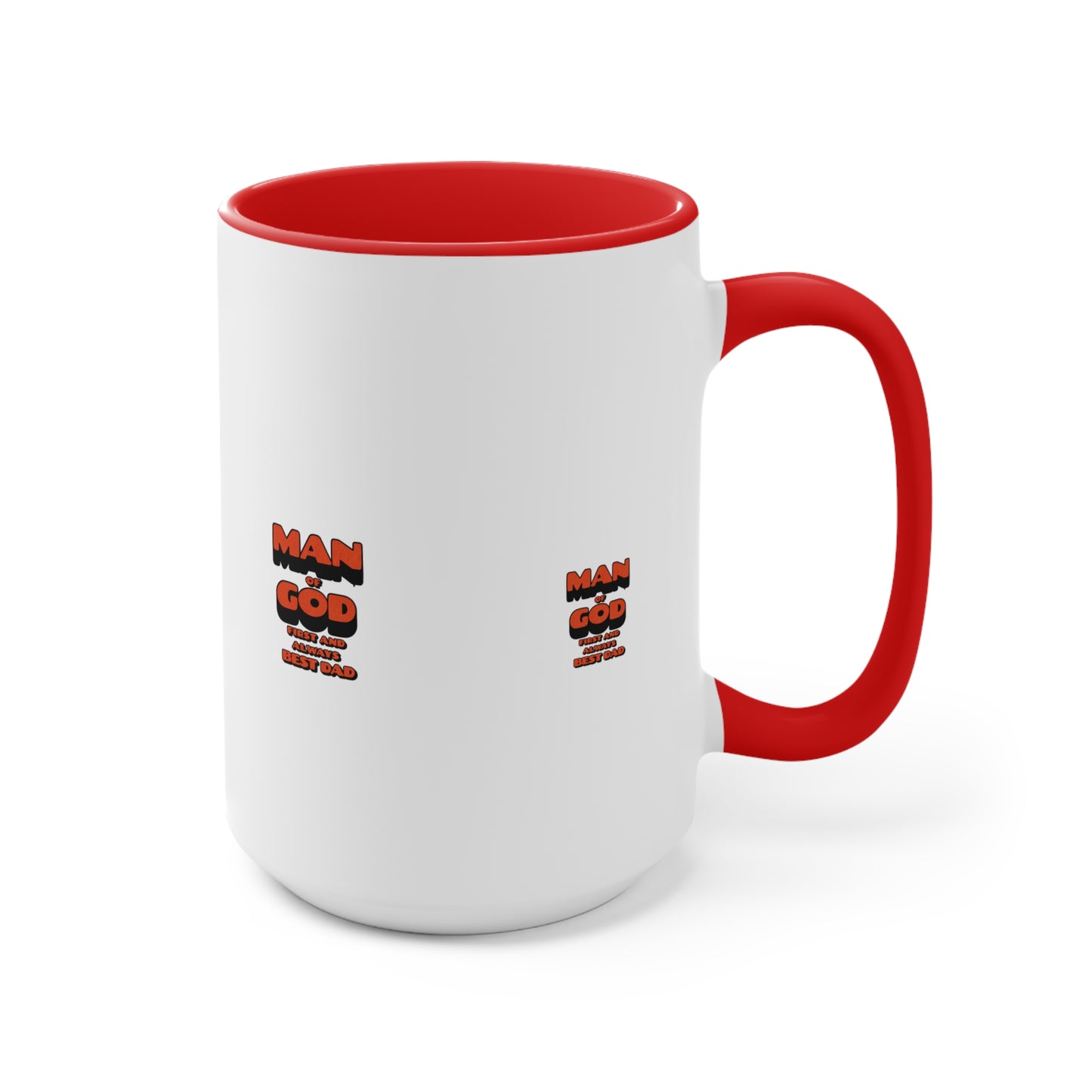 Accent Mug — 'Man of God' Small Text Pink Interior & Handle Coffee Mug
