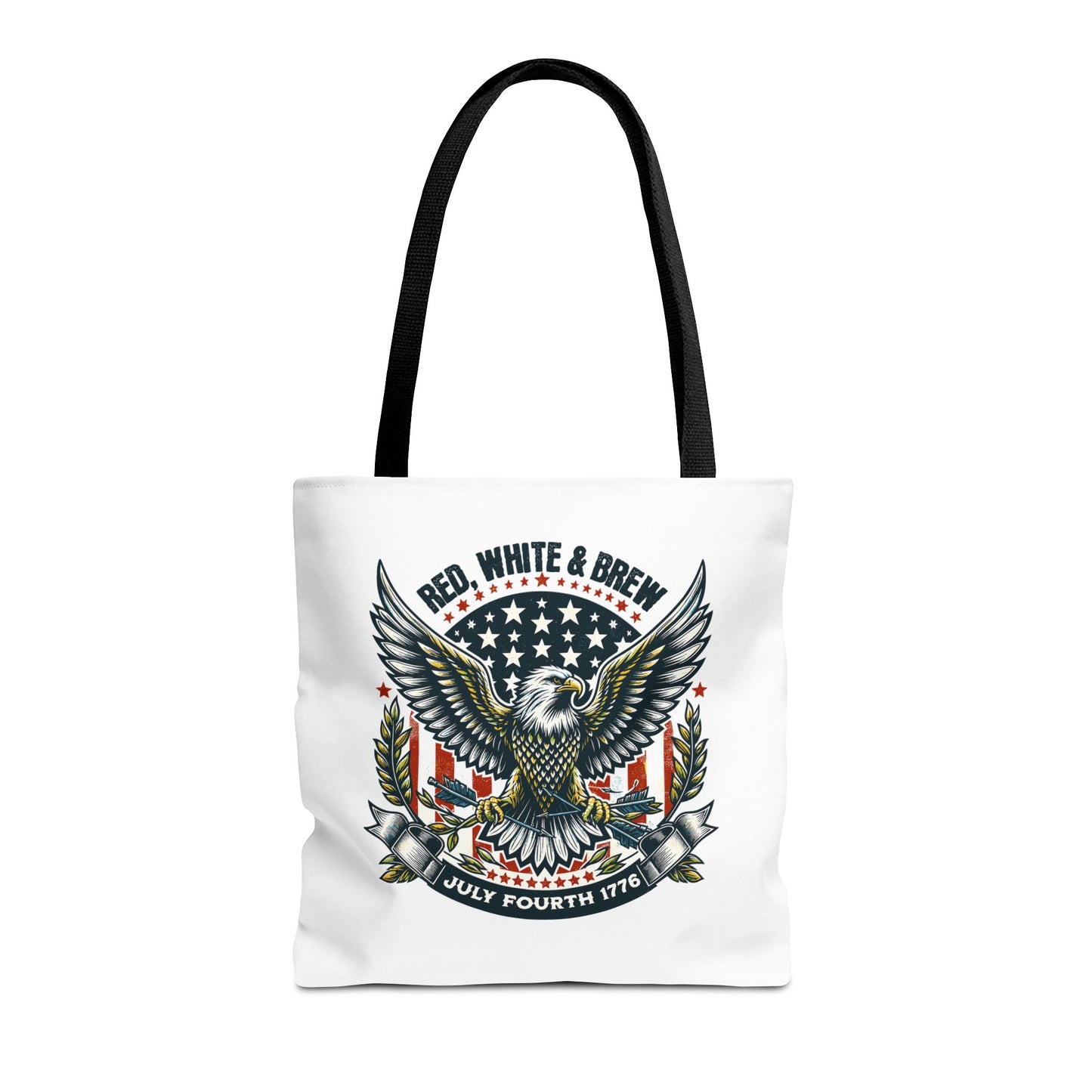 Fourth of July Eagle Tote Bag — "Red, White & Brew" Patriotic Flag Tote